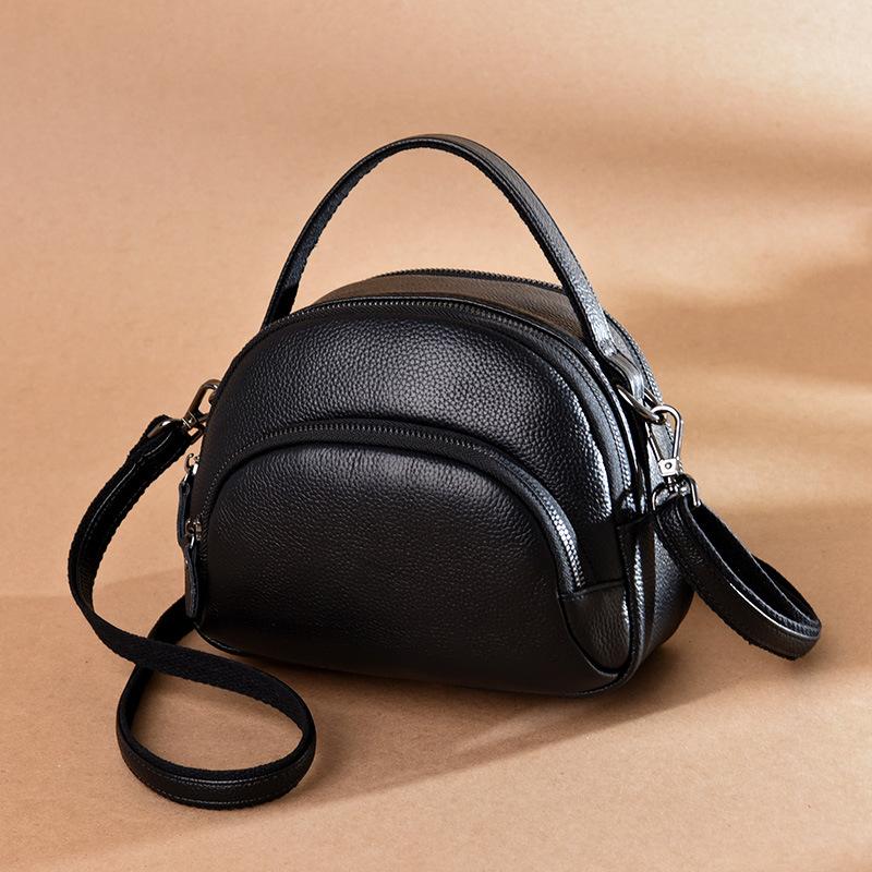Women's leather medium mother bag fashion first layer cowhide handbag simple casual shoulder messenger bag soft leather bag