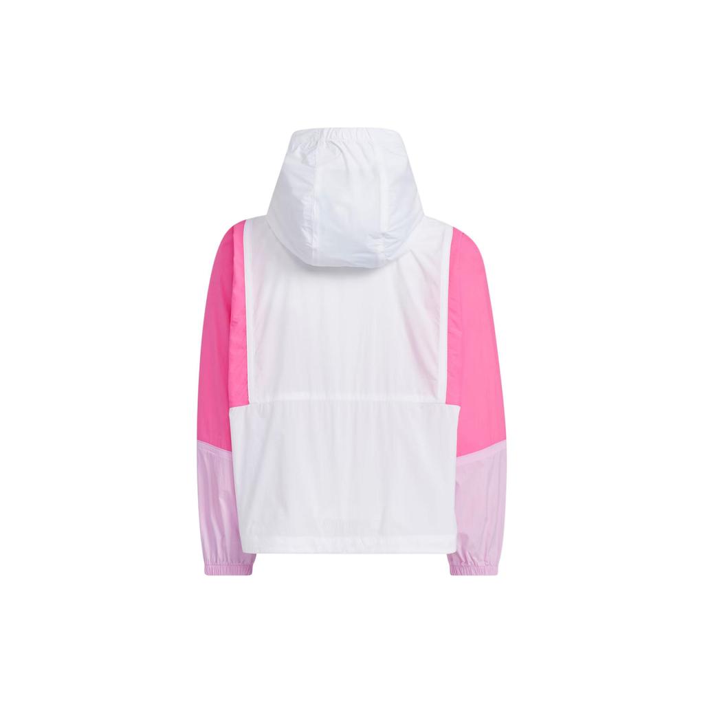 Adidas Color Block Logo Hooded Zip-Up Jacket Kids Jackets White Pink IT1752