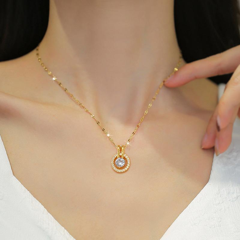 Zircon Ring Light Luxury Temperament Zircon Clavicle Chain Small Retro Necklace