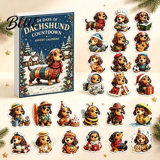 Christmas Advent Calendar 24 Days Dachshund with Acrylic Pendants Countdown for Hanging Ornaments Holiday Decorations Cute Tree And Home Decor Kids