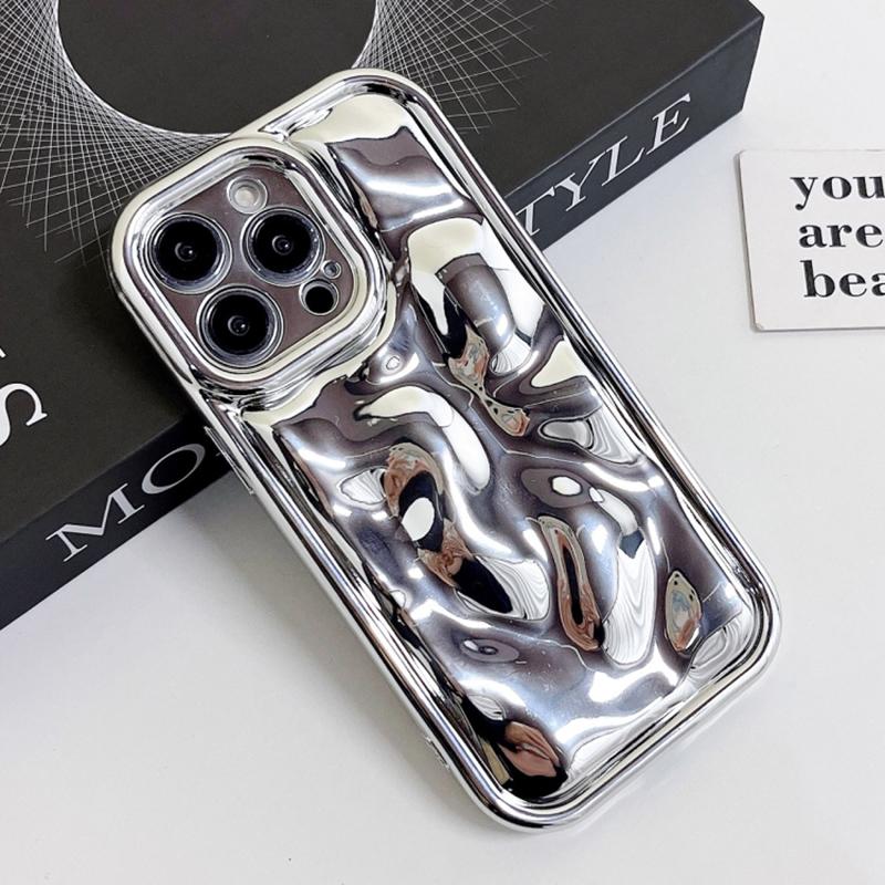 

For iPhone 15 Pro Case TPU Meteorite Texture Electroplated Anti-fall Phone Cover Silver