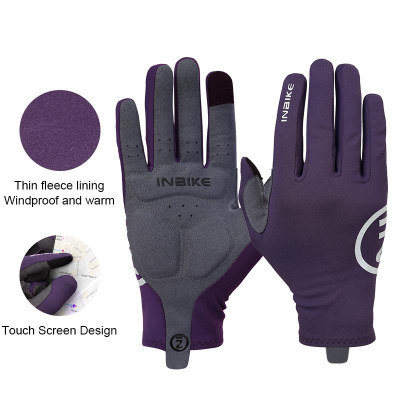 

INBIKE Autumn Winter Thermal Bicycle Gloves Touch Screen Men Women MTB Road BikeGloves Sports Fitness Outdoor Cycling Gloves S фиолетовый