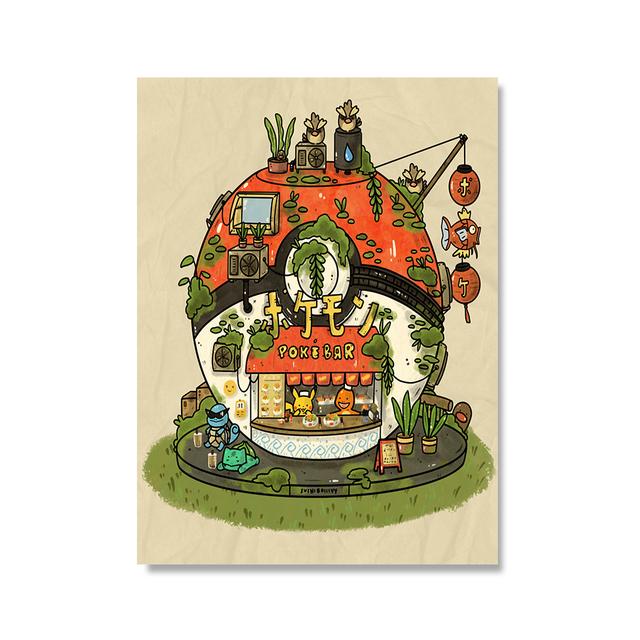 

Магазин мультфильмов Плакаты и принты Забавный милый магазин животных Настенная картина Картина на холсте Скандинавская гостиная Украшение дома Подарок 21x30cm No Framed