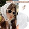 White Woven Floral Lace Hair Scarf Wraps Women Retro Headscarf Travel Hair Triangle Hat Photo A X9E4