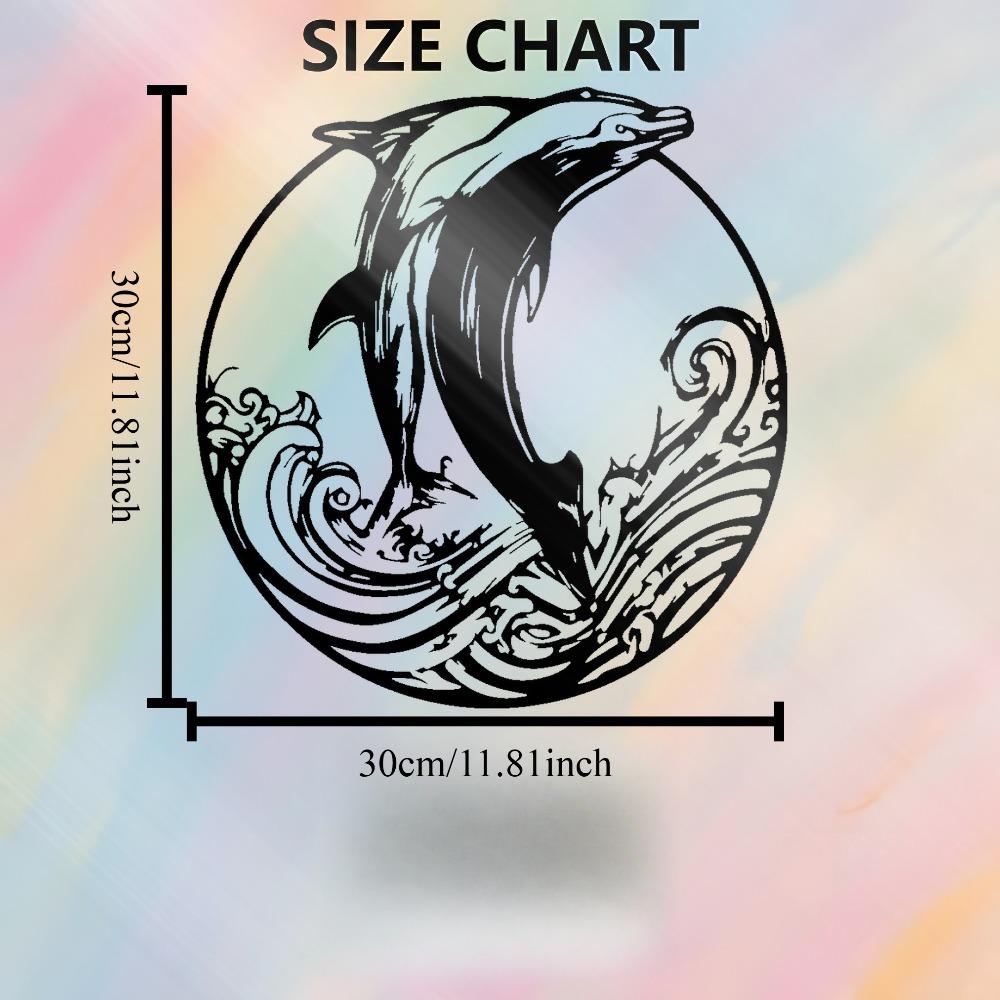 Metal Dolphin Wave Wall Art Laser Cut Iron Home Decor Gift for Living Room Bedroom