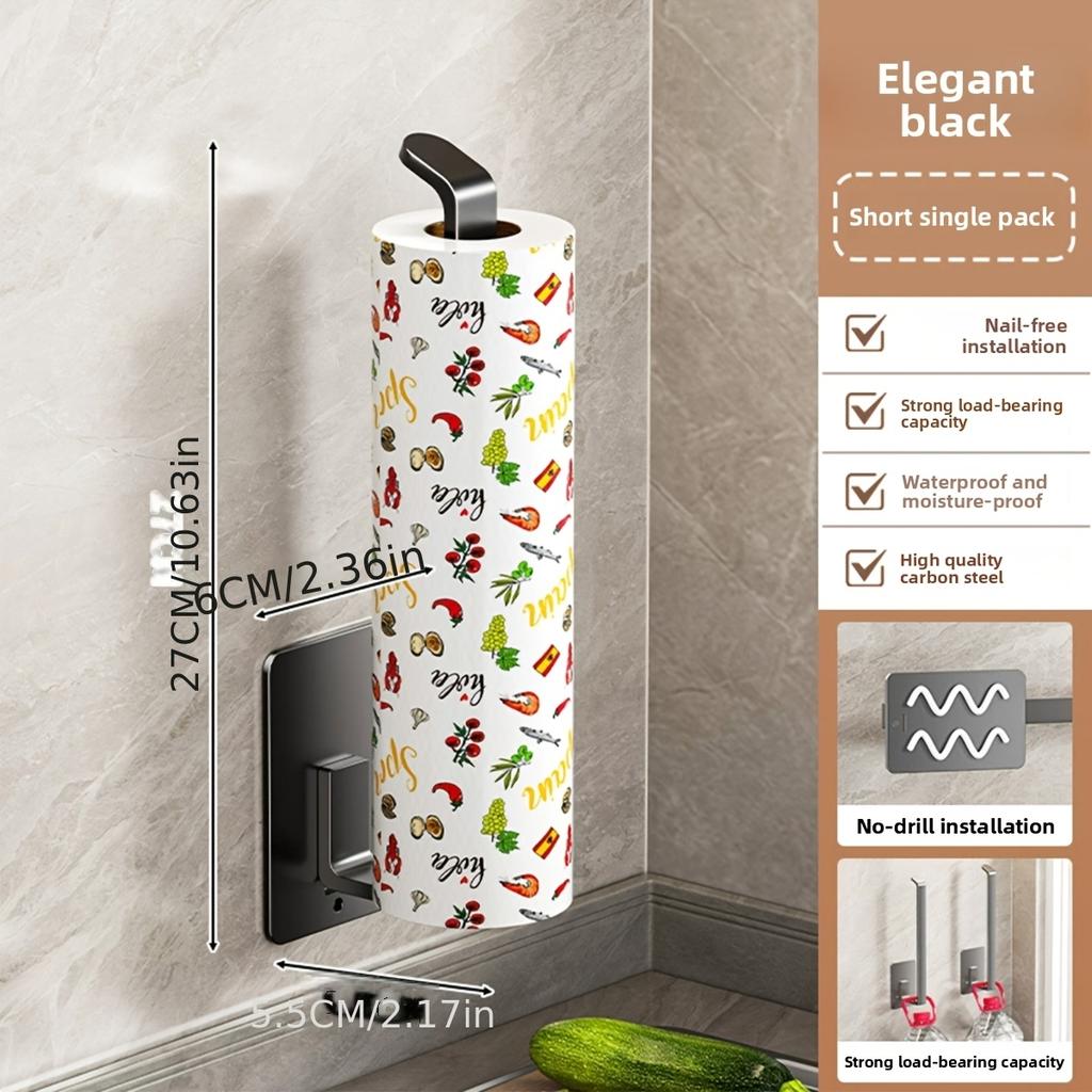 1PC Wall-Mounted Kitchen Cleaning Cloth Cling Film Holder Bathroom Paper Holder Flexible Easy Installation No Drilling Required