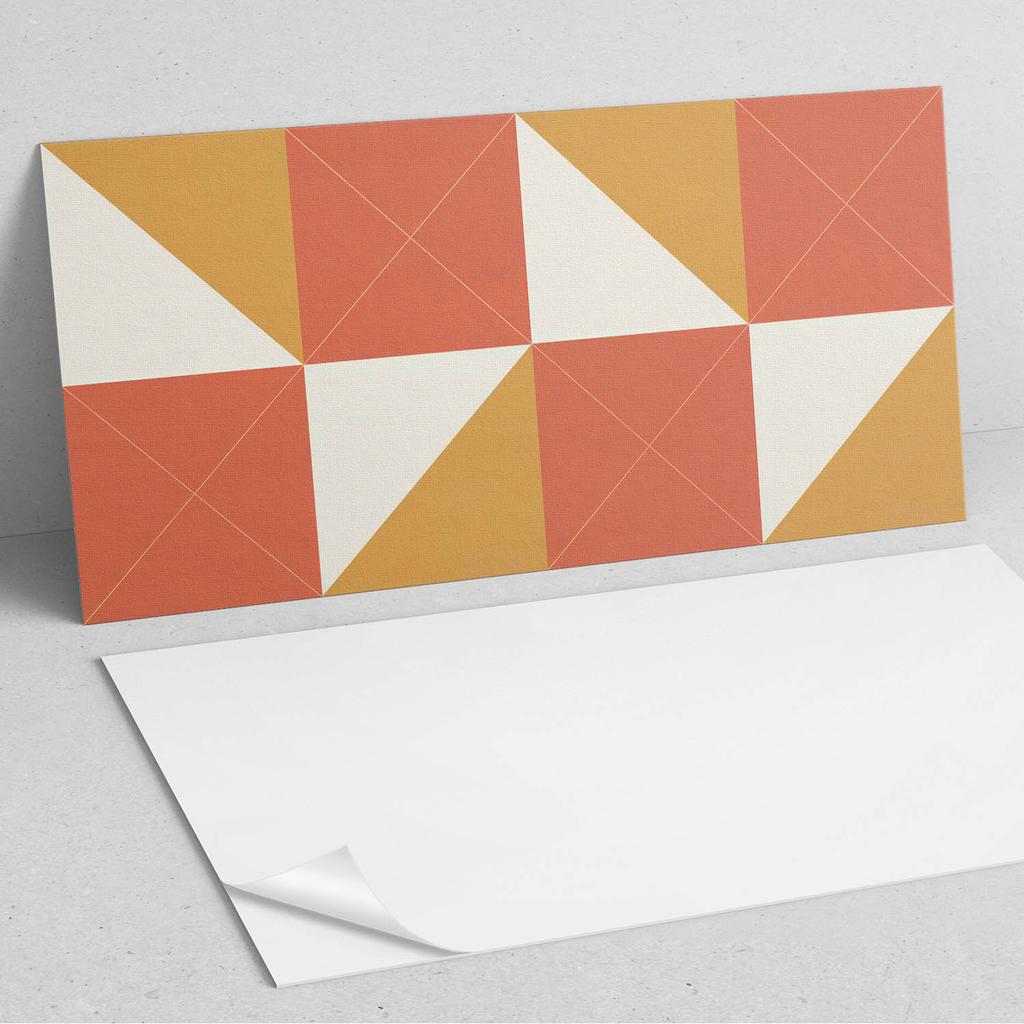 Panel Winylowy Z Wzorem Do Salonu Samoprzylepny 100X50 Cm Geometria W Ciepłych Tonach