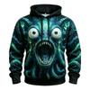 Bluza z kapturem Joker Clown Męska Ciemny Grunge Plamy Tekst Uśmiech Śmiej się Więcej Sznurek Luźna Codzienna Bluza z kapturem