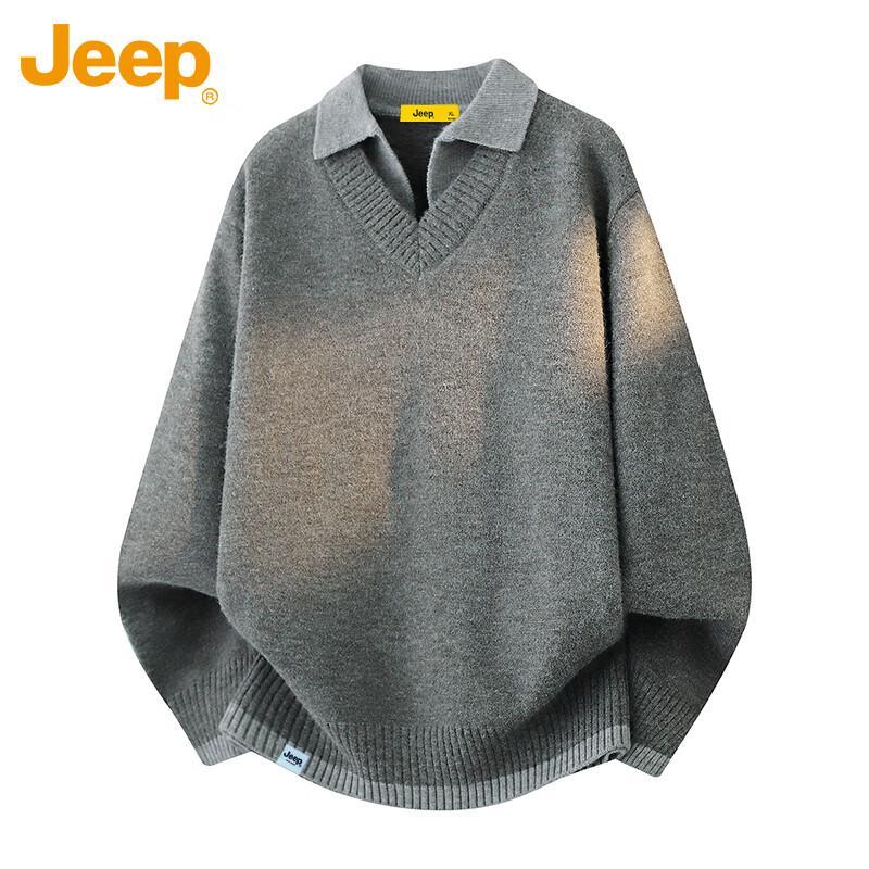 Jeep Men's Winter Faux Two-Piece Stand Collar Knit Sweater