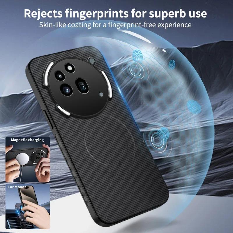 Carbon Fiber Texture Magnetic Wireless Charging Case For Nothing Phone 3A Pro Matte Anti-Drop Soft Silicone Cover Phone Cases