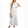 Abito Estivo Solido Casual da Donna Taglia Forte Vita Ampia Elegante A Linea Abito Lungo Moda Femminile Semplice Abiti da Ufficio per Signore 24499