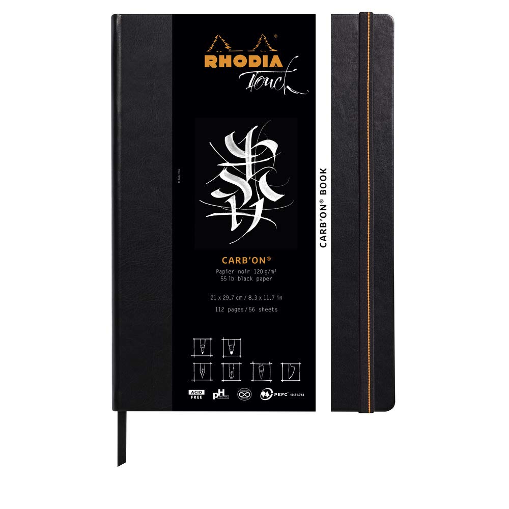 

Rhodia Touch Sketchbook, Carbon Paper, A4 Size (Black Paper, Plain, 120g Paper Weight, 112 Pages) RHODIA Touch cf116118