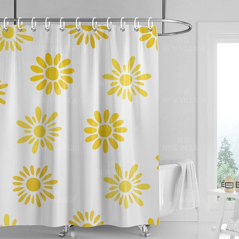 Home Shower Curtains Bathroom Decora Waterproof Fabric Non-Slip Bathmat Water Absorption Curtain Modern Nordic Simple Plant