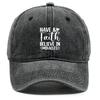 HAVE Faith" Print Adjustable Baseball Hat, Flat Cap Solid Color Casual Headwear Distressed Snapback Sun Hat