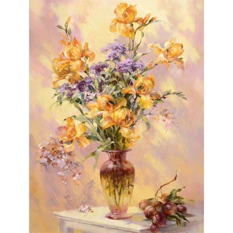 5D DIY Diamond Painting Beautiful Flower Mosaic Diamond Embroidery Painting Full Round Rhinestone Home Decor Gift