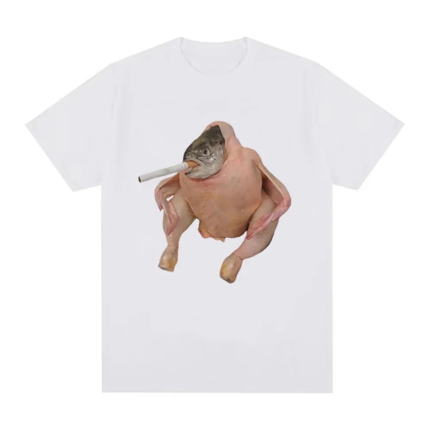

Мем Fish Face Chicken Smoking A Cigarette Футболка Смешная Одежда Для Мужчин_Женщин Харадзюку Футболка Унисекс Хлопок Графические Футболки S чёрный