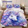 Biancheria da letto con unicorno da sogno, copripiumino, federa, decorazione per la casa, regalo di compleanno (1 * copripiumino+2 * federe, senza imbottitura)