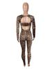 Women's Sexy Leopard Print Long Sleeve High Waist Jumpsuit