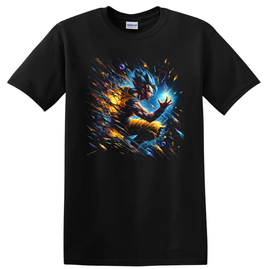 Anime Warrior Energy T Shirt w/ Cosmic Aura Lightning Graphic Unisex Tee Gift