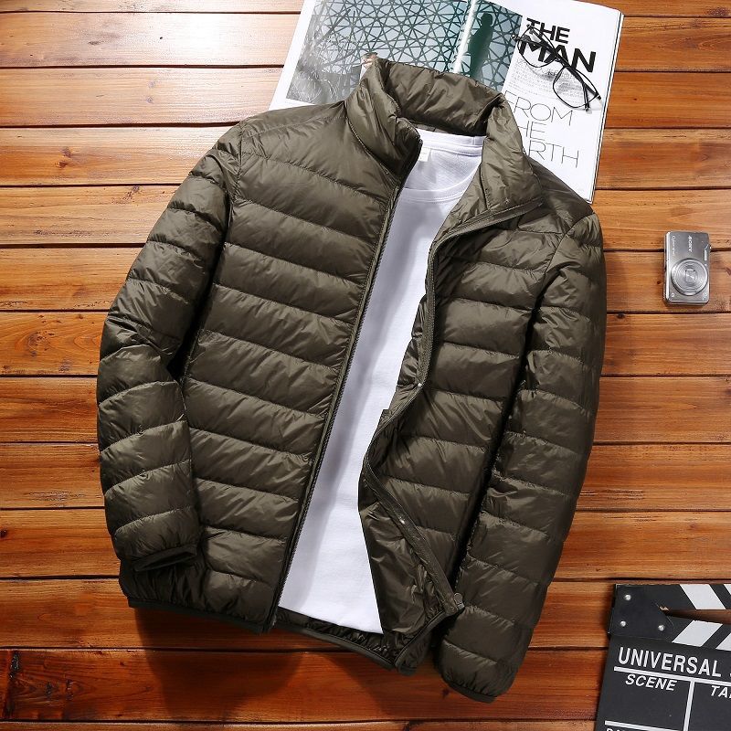 IkTok Herbst- und Winter-Daunenjacke Herren kurz große Größe leicht kalt und warm weiße Entendaunen Stehkragenjacke