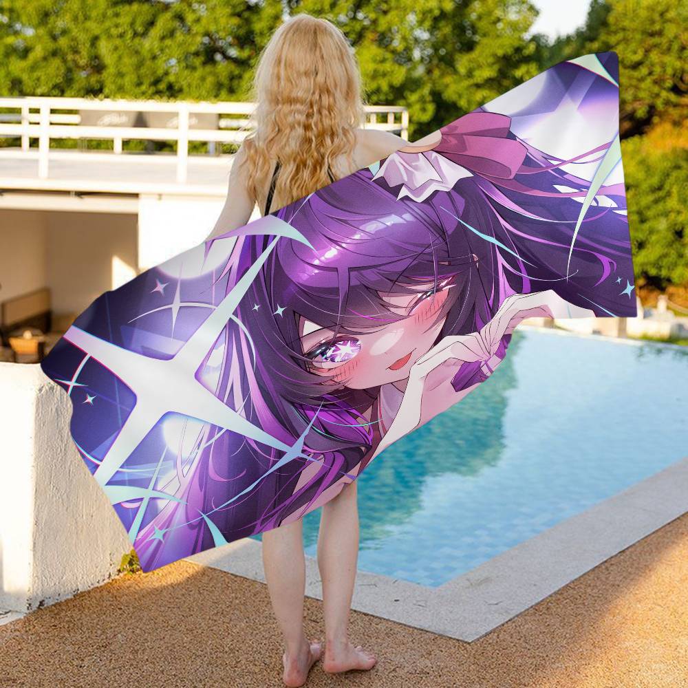 

Cute Q-version Anime O-oshi No Ko Bath Towel Microfiber Soft Water Absorbing Breathable For Girl Kids Decorative Cartoon Beach W30*H60(CM)