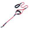 New pet dog products outdoor dog walking leash nylon woven reflective round rope double handle dog leash