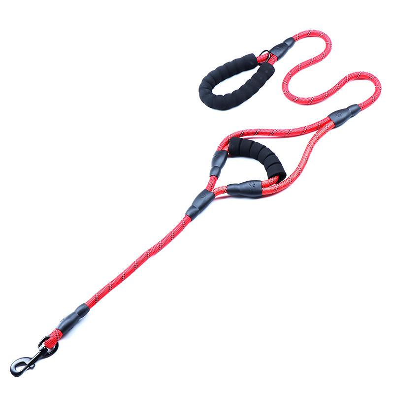 New pet dog products outdoor dog walking leash nylon woven reflective round rope double handle dog leash