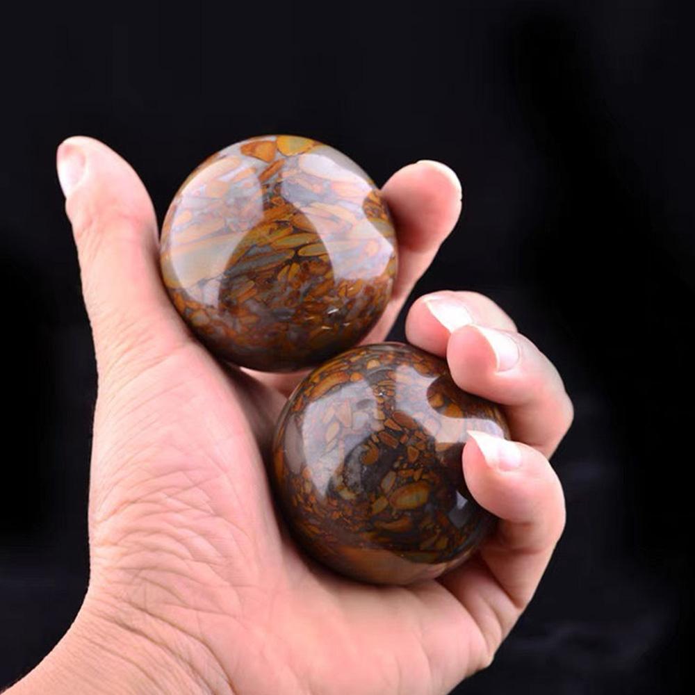 50mm Natural Polished Nuwa Stone Crystal Ball Specimen Healing Health Exercise Stress Handball 1Pairs
