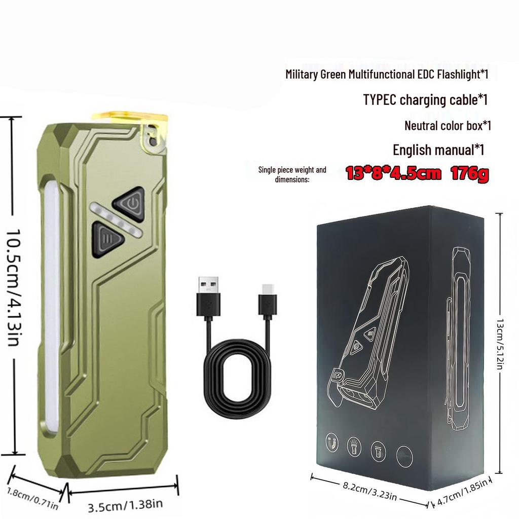 Ultra-thin Tactical Flashlight: Multifunctional, High-Intensity, Magnetic with Back Clip, Colorful High-Endurance Work Light.