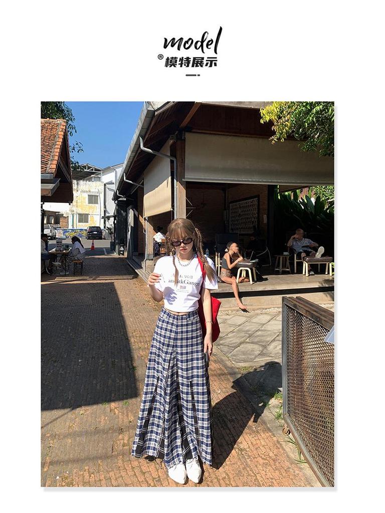 Women's High Waist Plaid Fringe A-line Skirt - 2025 Spring/Autumn Collection