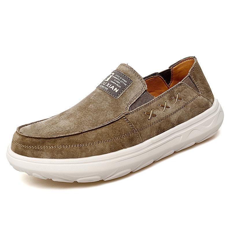 

Foreign trade large size men s loafers breathable leather men s shoes round head platform casual shoes non-slip one-pedal sailing shoes 47