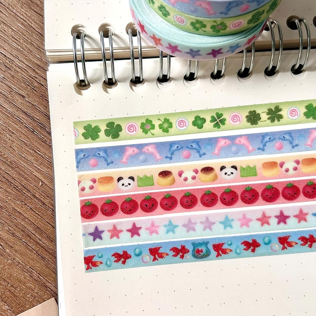 1 Roll Cute Cartoon Washi Tape, Assorted Patterns, Single Use Paper Material, Decorative Adhesive Tape for Scrapbooking and Crafting