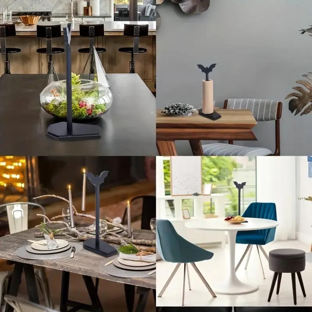 Coffin Shape Base Bat Tissue Holder Gothic Paper Towel Rack Halloween Paper Towel Stand Toilet