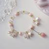 Koreanisches Leichter Luxus Tulpenblumen Armband für Frauen Glänzender Zirkon Opal Perle Perlen Rosen Verstellbares Charm Armband Trendiger Schmuck