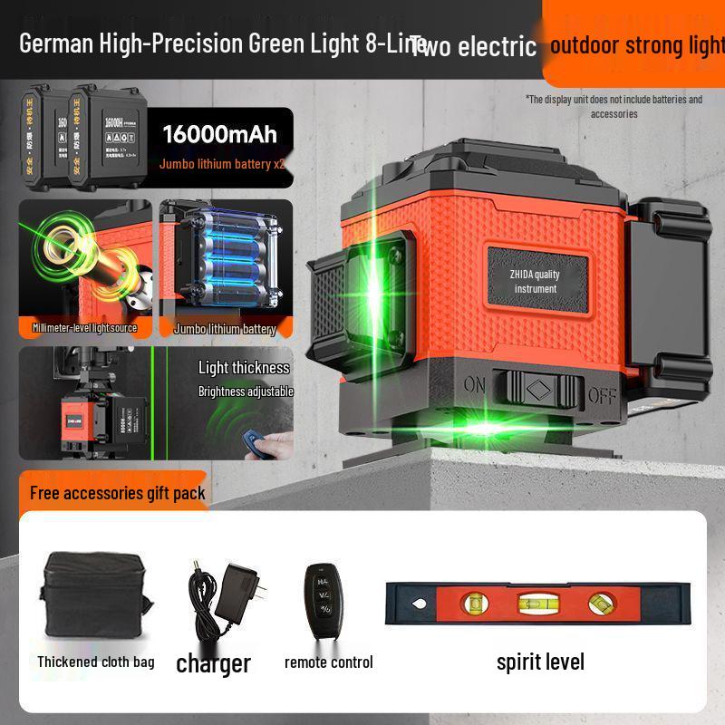 High Precision 12-Line Outdoor Auto-Leveling Green Laser Level with Strong Infrared Light