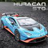 1/24 Lamborghini HURACAN STO Alloy Sports Car Model Diecast Metal Toy Racing Car Model High Simulation Collection Sound and Light Kids Gifts