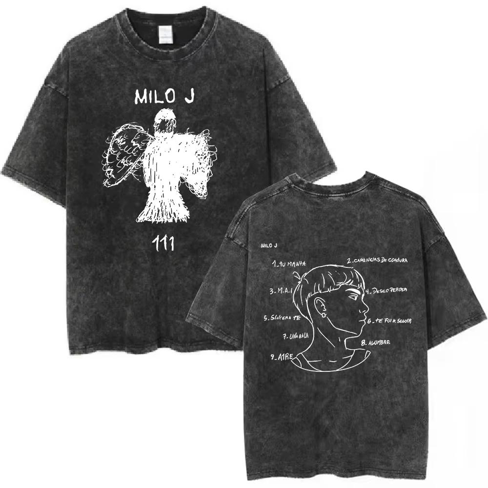 Rapper Milo J Tour T-Shirt Album Merch T-Shirt Herren Damen Mode Hip Hop Vintage Gewaschen Kurzarm T-Shirts Fan Geschenke