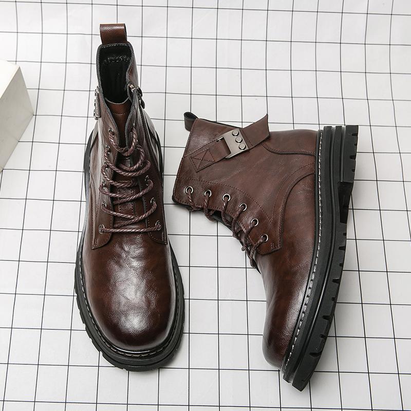 Winter New Ankle Boots for Men Fashion Thick Bottom Casual Boots Classic Handmade Genuine Leather Ankle Boots Designer Men Boots