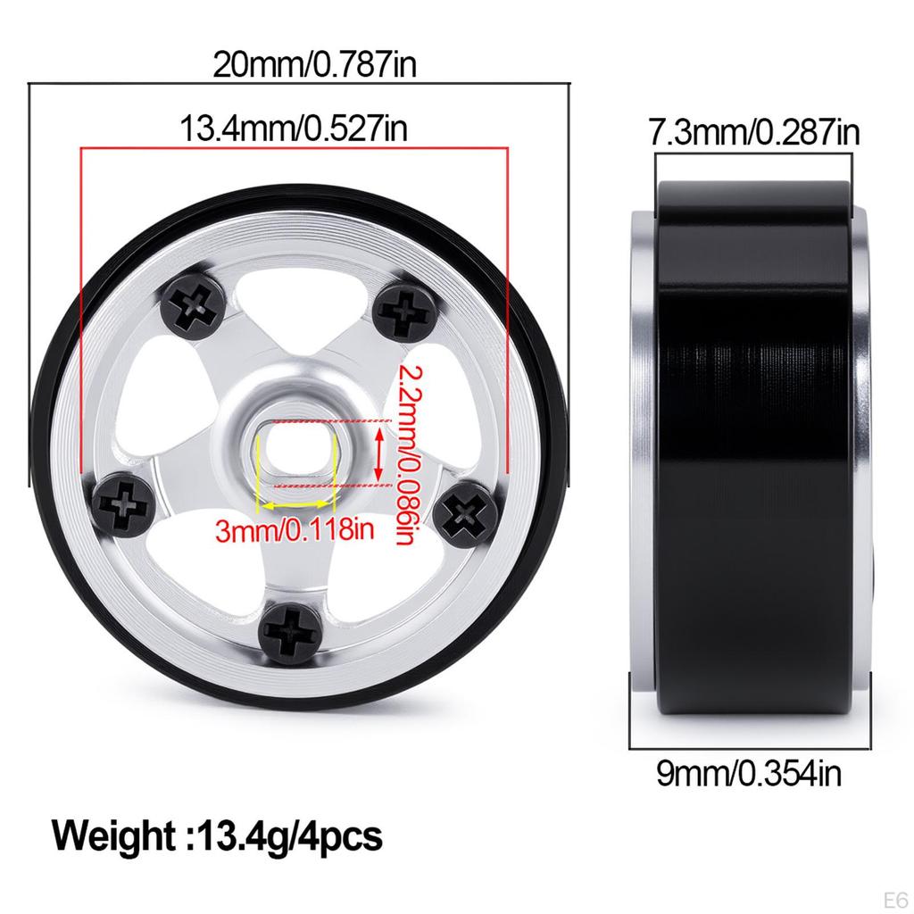 -quality, , Easy-to-install Aluminum Alloy Wheels with Hubs for 1/30 Scale RC SCX30.