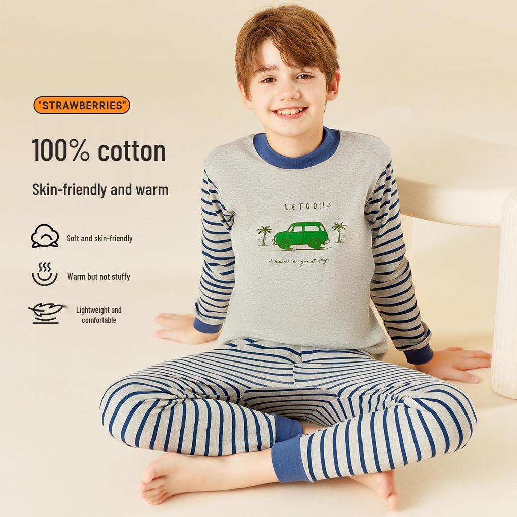 Kids' Autumn-Winter Cotton Thermal Underwear Set – Class A Boys & Girls Pajamas