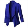 Women's Slim Fit Long Sleeve Solid Color Blazer Versatile Stretch Cuff Lapel Jacket For Office Wear, Elegant Career Open Front Coat For Commuting