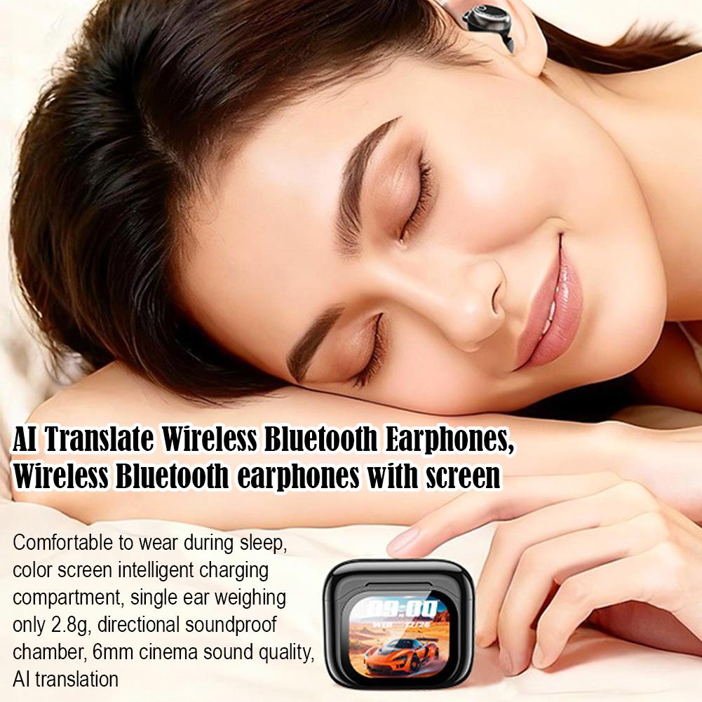 Wireless Bluetooth Earphones With Screen AI Translation For Sports Meetings Running Music Earbuds With Heavy Bass
