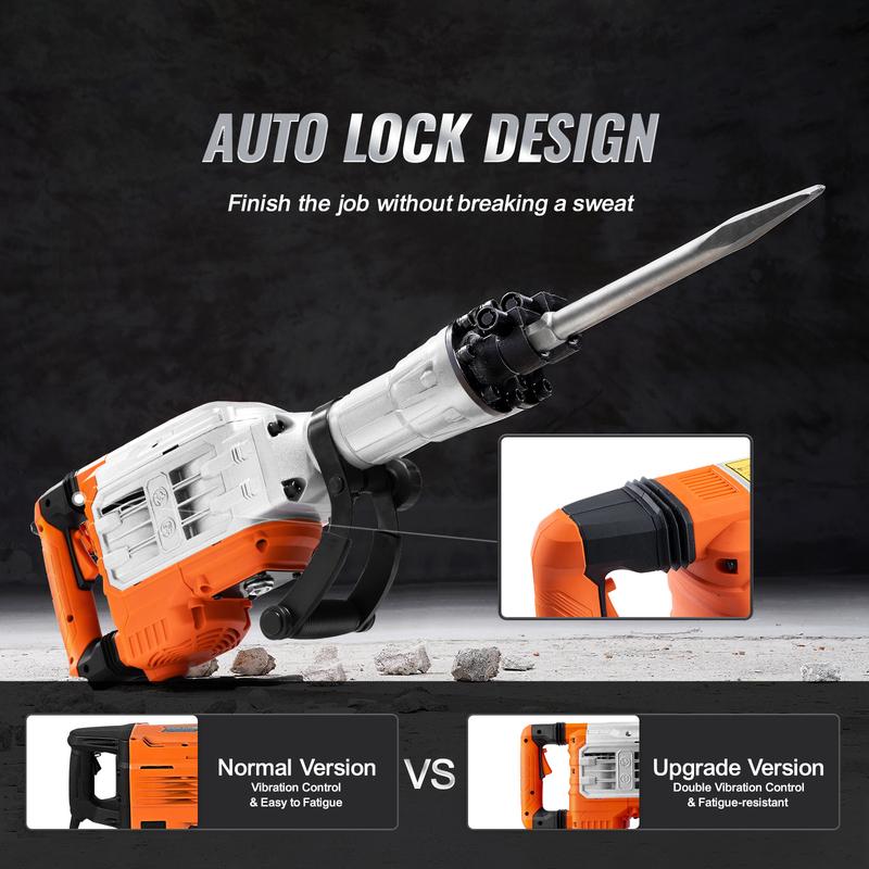 SucceBuy Demolition Jack Hammer 1500W/2200W/3500W Jack Hammer Concrete Breaker Heavy Duty Electric Jack Hammer 2/4pcs Chisel