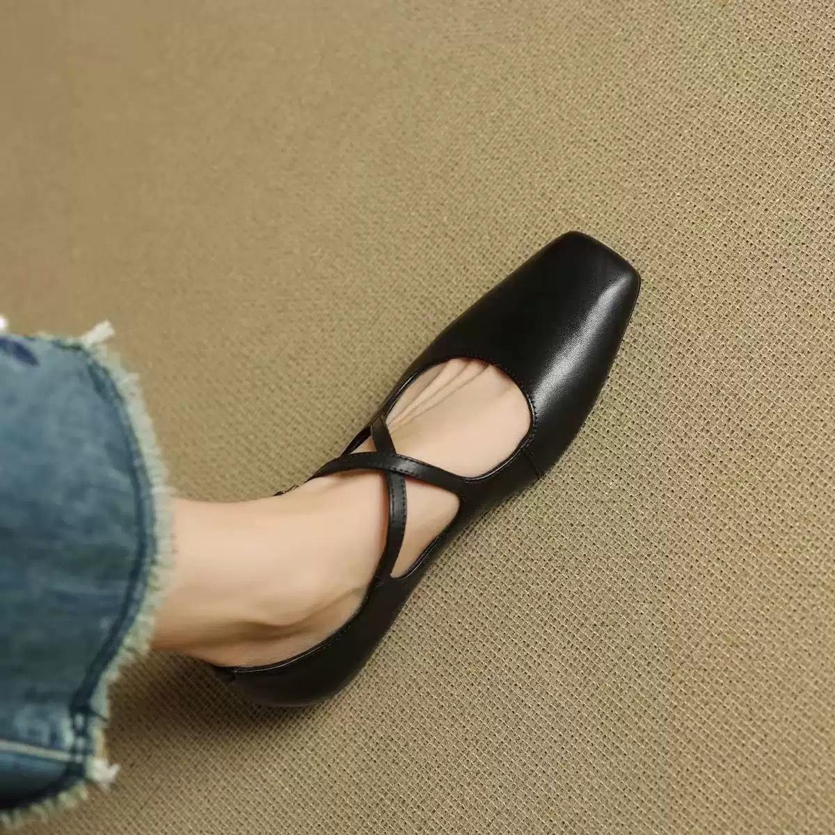 

Модель из овчины~ ретро французские туфли-лодочки женские балетки на плоской подошве красные туфли с открытым вырезом вечерние балетки с перекрестным ремешком туфли Мэри Джейн 35