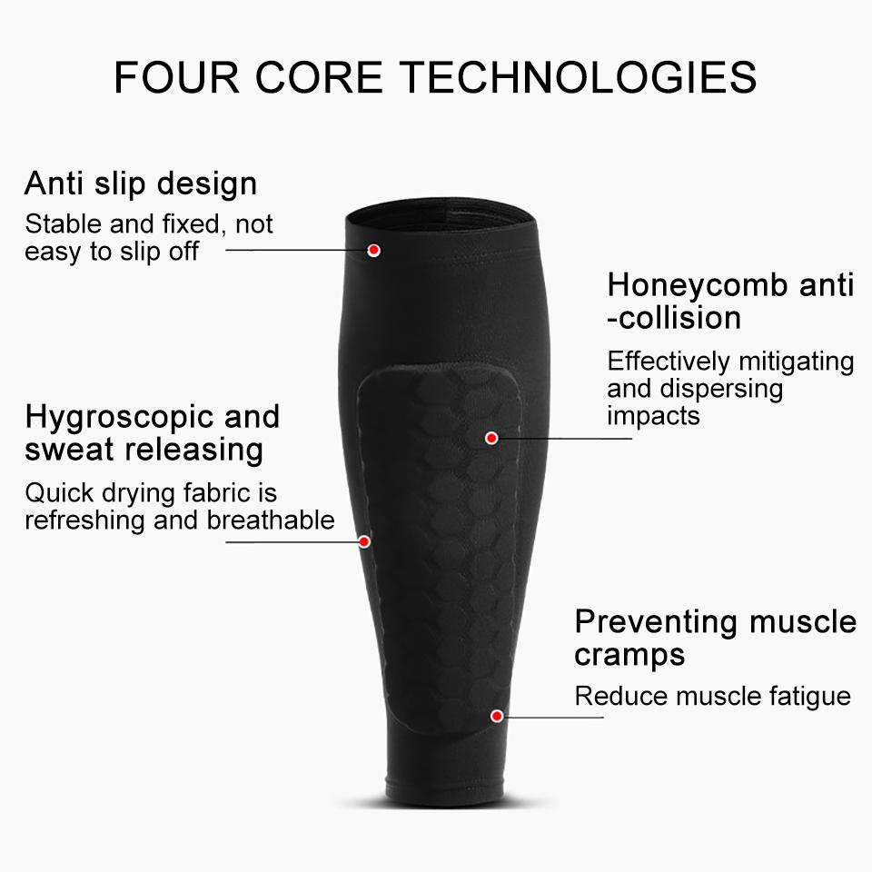 Loogdeel Football Shin Guards Honeycomb Anti Collision Compression Leg Sleeves Soccer Sports Unisex
