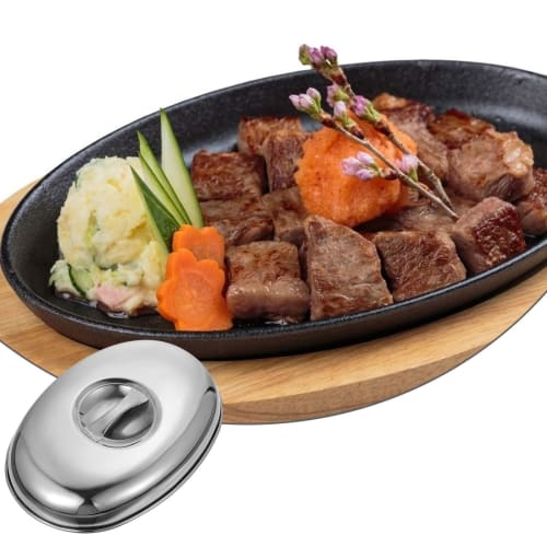 Stainless Steel Steak Lid, Food Lid, Steam Cover, Polished Steak Cover, Portable Food Steamer Cover for Home and Commercial Use, Suitable for Outdoor