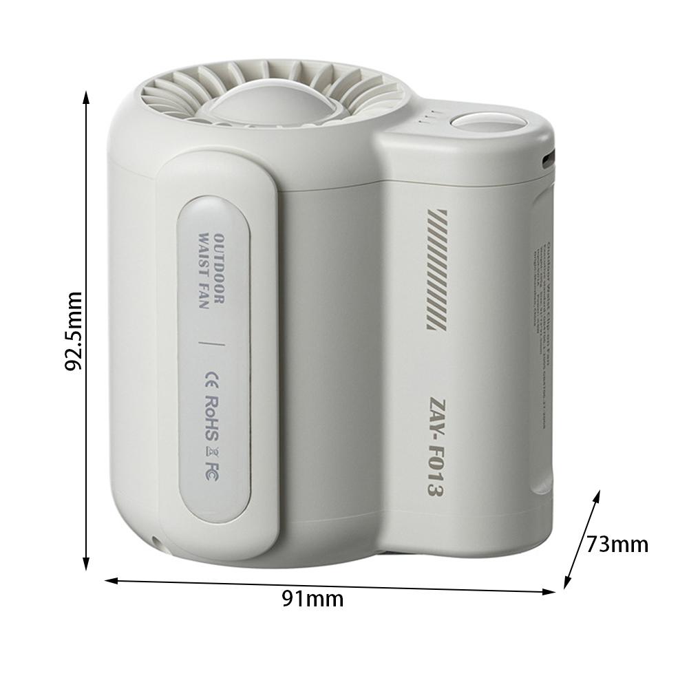 Přenosný ventilátor 4500mAh Výkonný dobíjecí Mini pasový se 3 rychlostmi Silný nositelný klipový ventilátor na opasek pro cestování v přírodě, rybaření