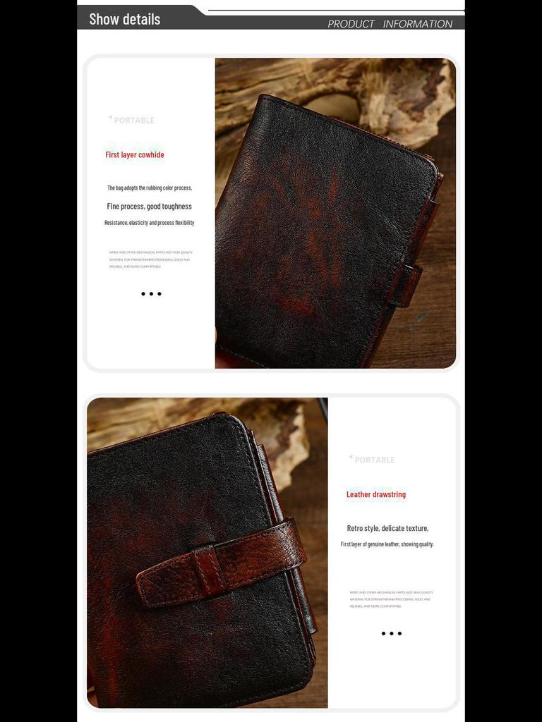 Portofel scurt retro pentru bărbați din piele naturală - stil european și american