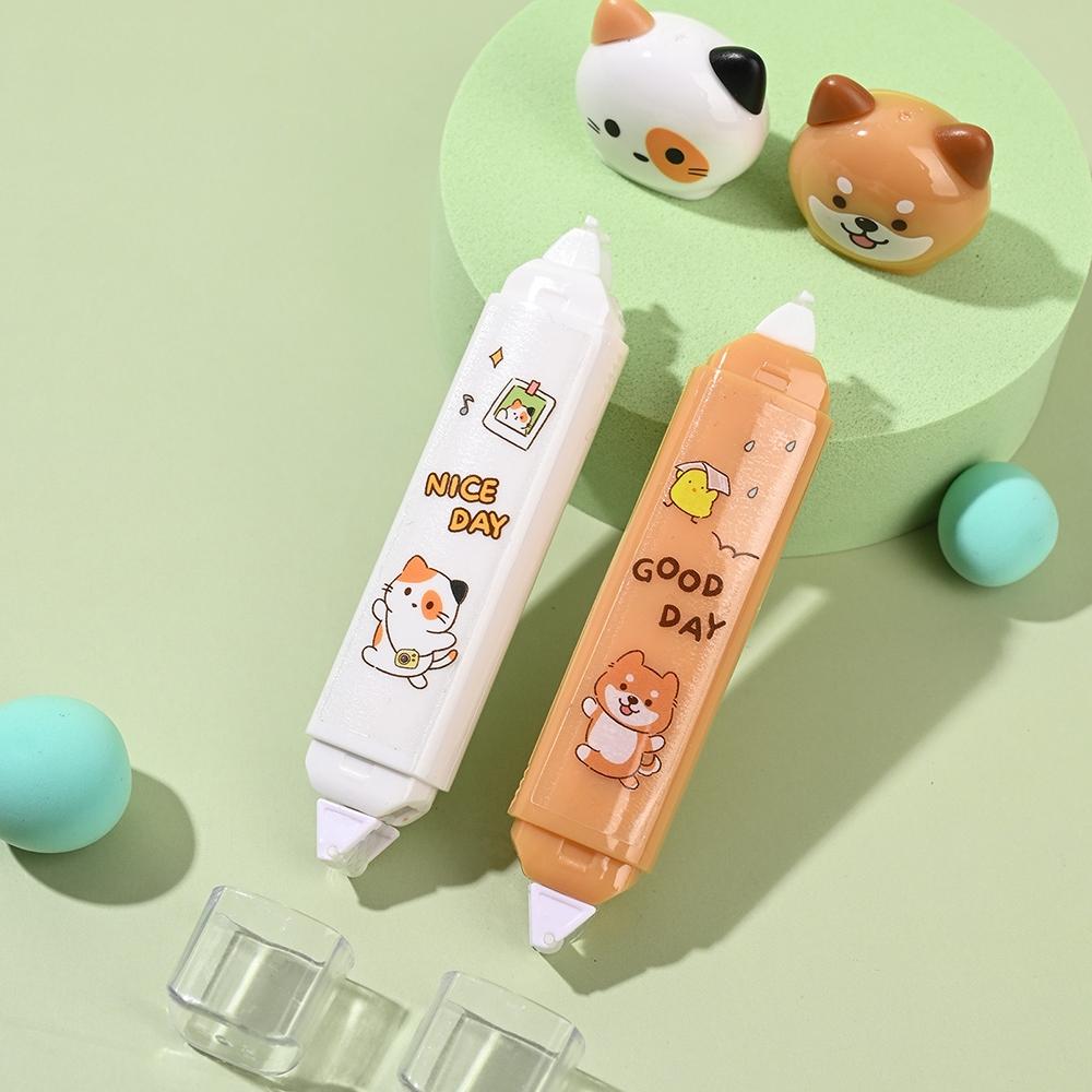 1/4pcs Busy Cat Correction Tape & Glue Stick Cute Cartoon Kitty Dual-side Function Correcting Tapes Adhesive