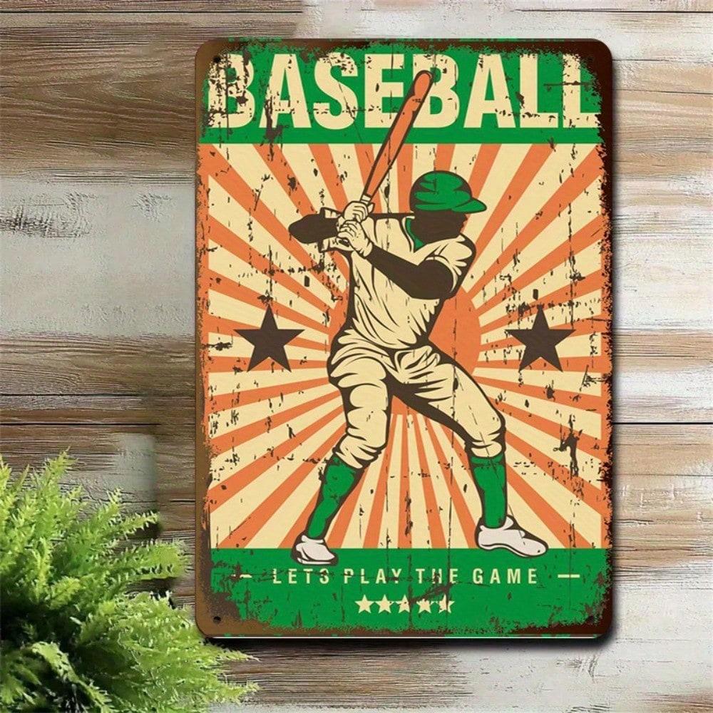 1PC Tin Sign Baseball Tournament - Sports Bar/Game Room Decor, Vintage Player Design, 8x12 Inches/20x30 Cm